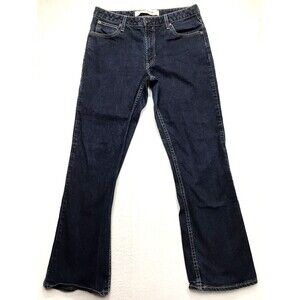 90s GAP Boot Cut Stretch Jean Women 12Reg (32x30) Dark Wash Raw Blue USA Denim